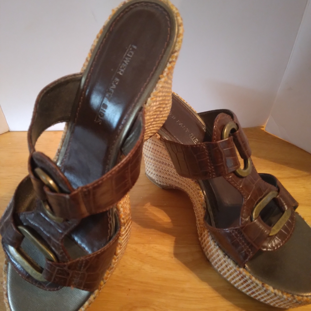 LOWER EAST SIDE Brown and Tan Wedge Sandals